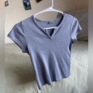 John Galt Blue Ashlyn Notched V-Neck Top